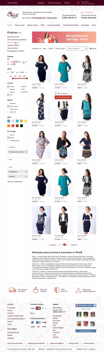 Интернет-магазин женской одежды «Wisell»